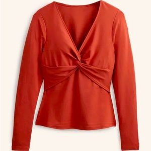 Boden Ponte Twist Front Jersey Top - color is Chili Oil